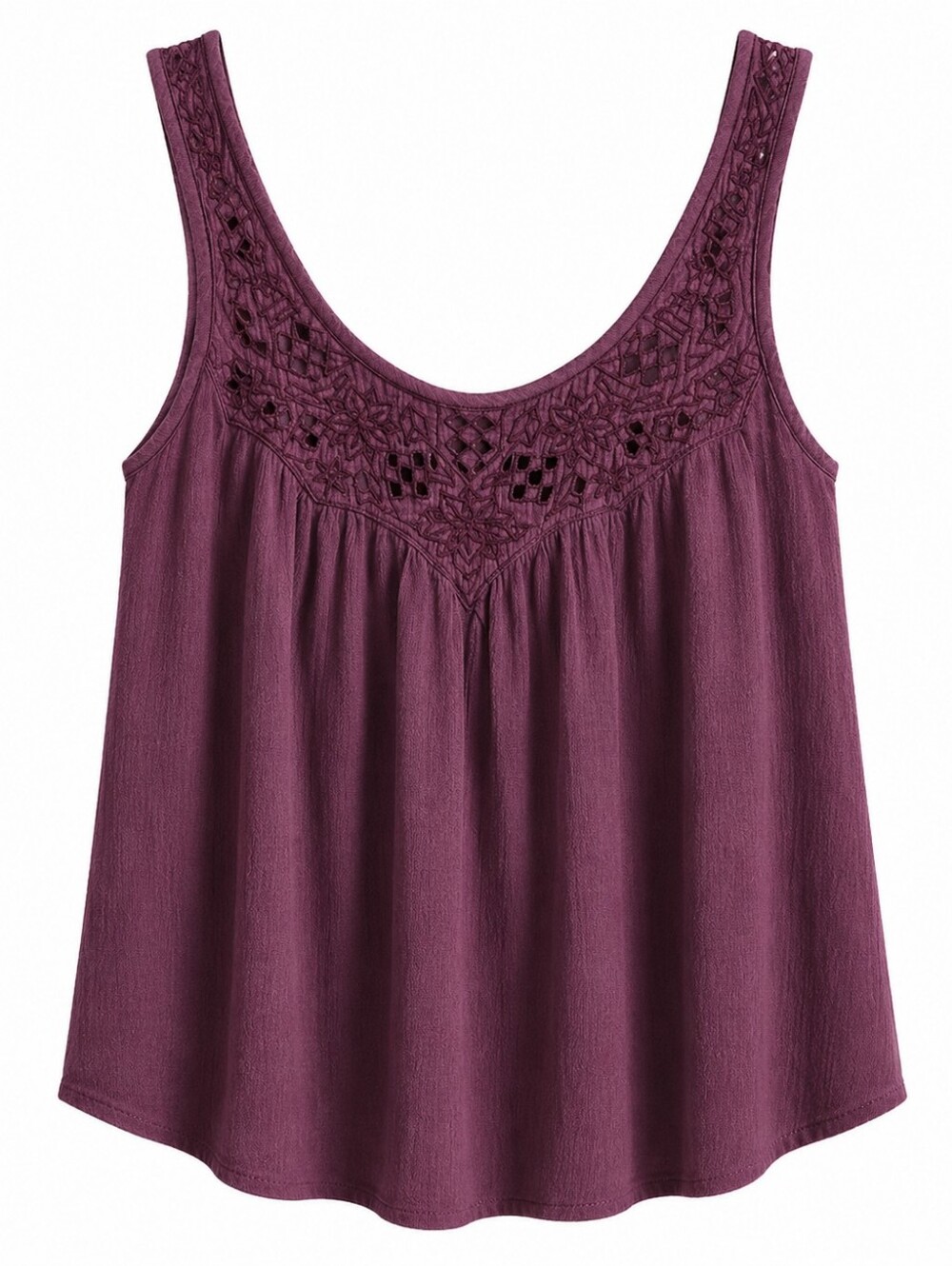American Eagle Outfitters Mauve Crochet Yoke Tank Top Sz L